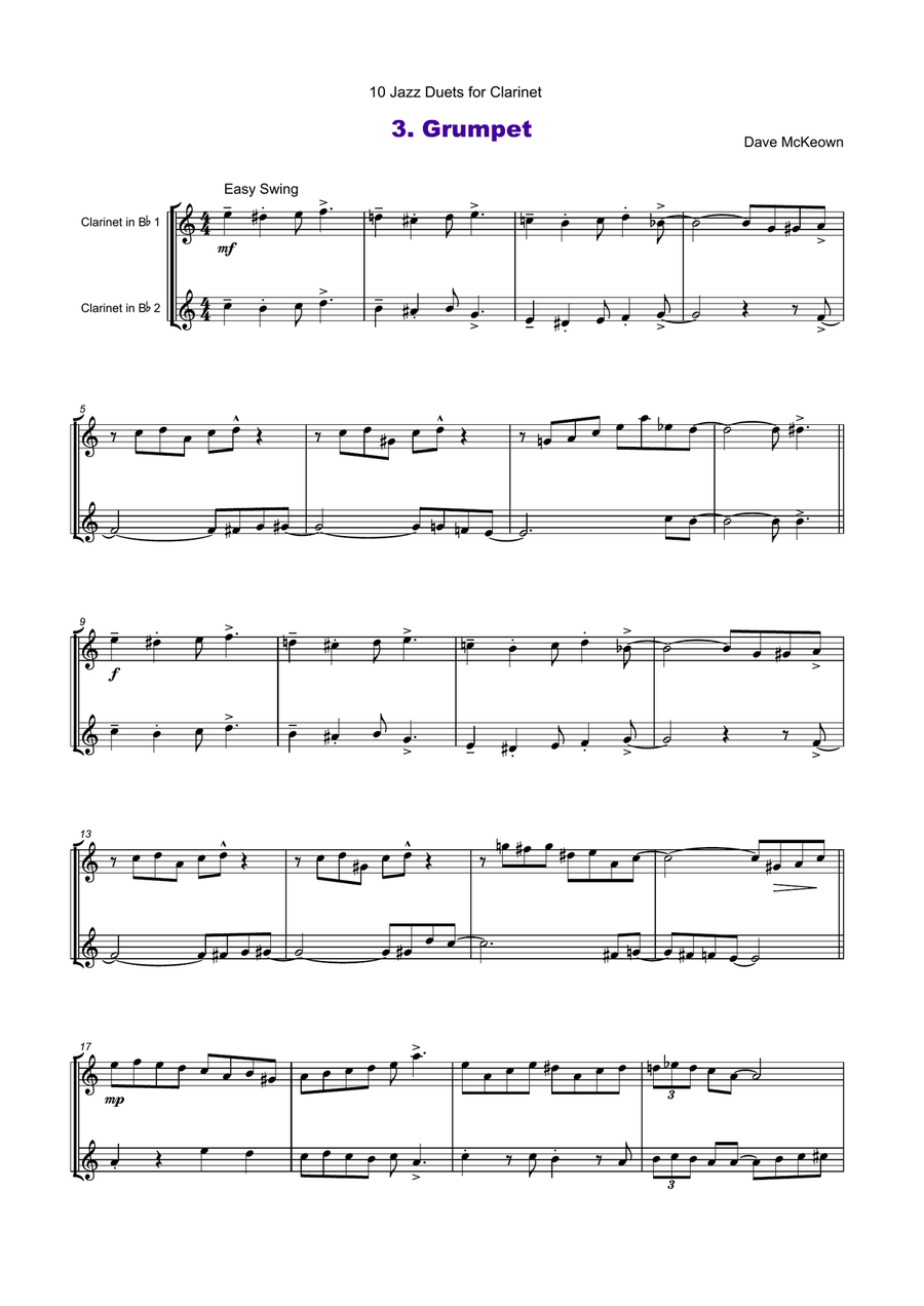 10 Jazz Duets for Clarinet Clarinet Duet scores gallery preview page 5