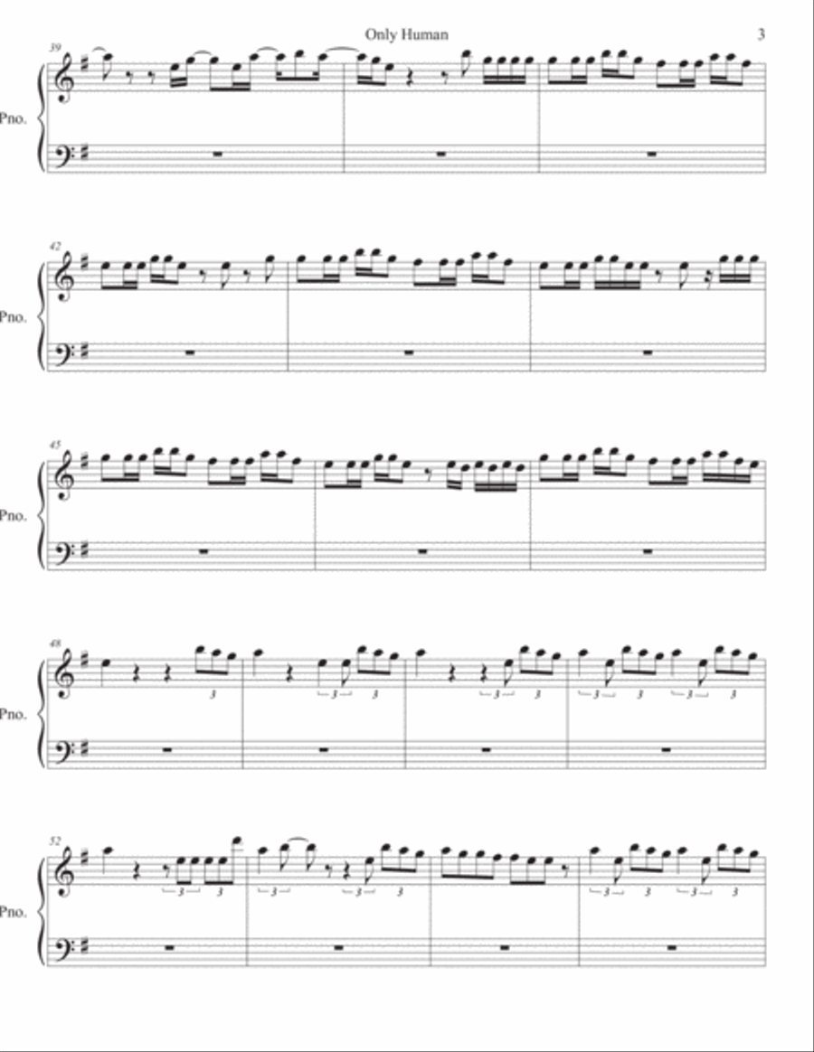 Only Human Piano Solo scores gallery preview page 3