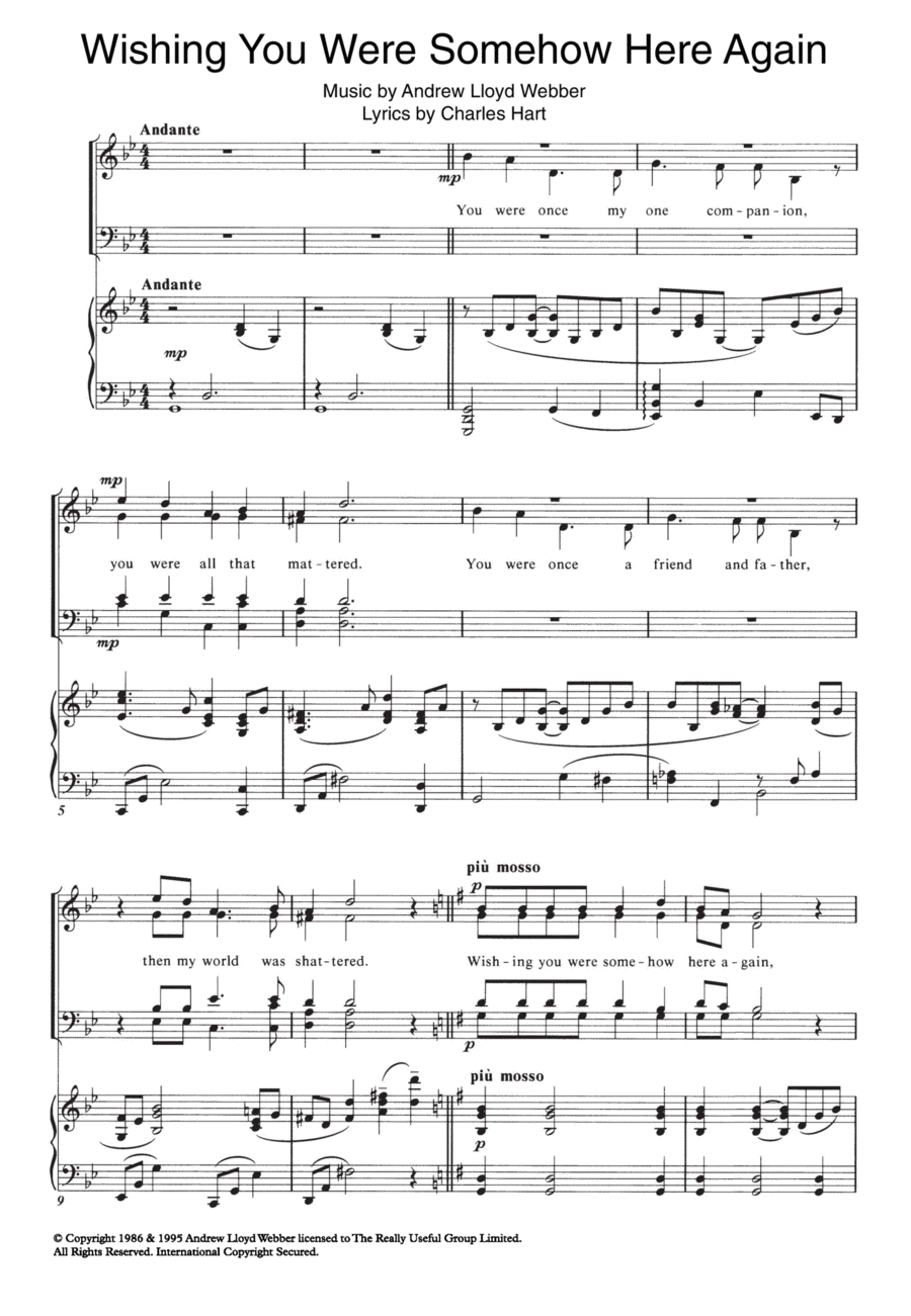 Wishing You Were Somehow Here Again (from The Phantom Of The Opera) Choir scores gallery preview page 1