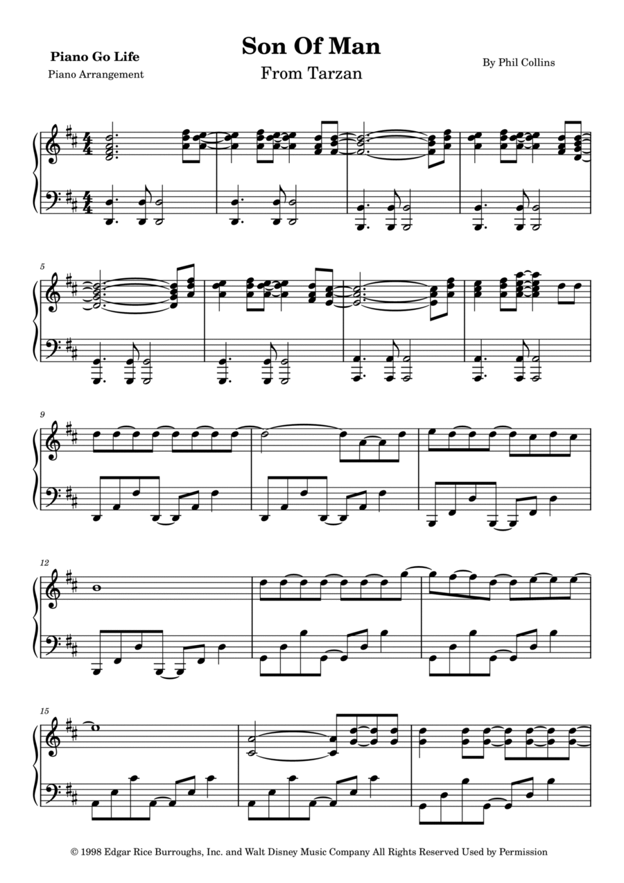 Son Of Man* Piano Solo scores gallery preview page 1