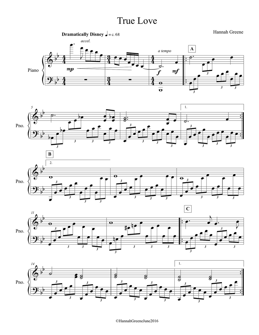 True Love True Love Piano Solo scores gallery preview page 3