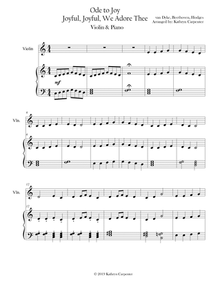 Joyful, Joyful, We Adore Thee (Ode to Joy) Piano & Violin