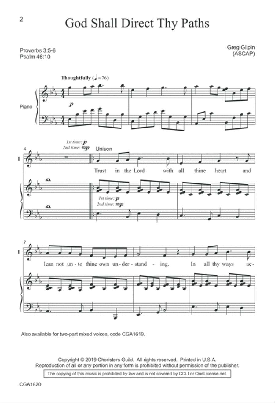 God Shall Direct Thy Paths - Unison/Two-part Unison Choir scores gallery preview page 2