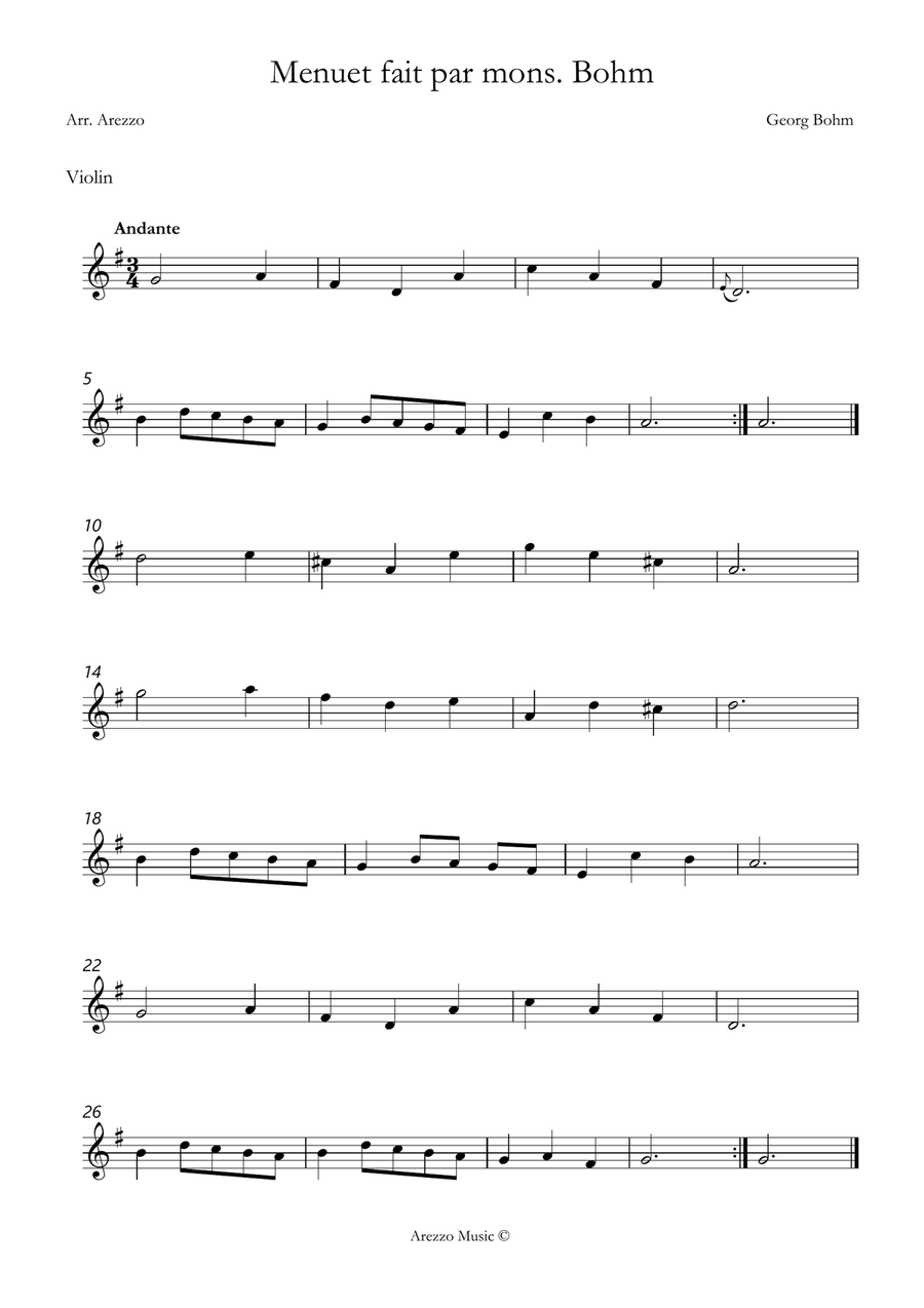 menuet fait par mons bohm violin and Bassoon sheet music Chamber Music scores gallery preview page 2