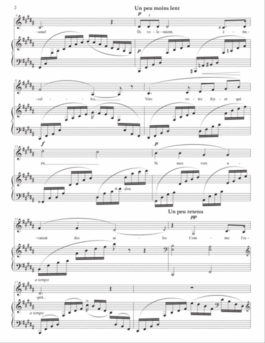 HAHN: Si mes vers avaient des ailes (transposed to B major and B-flat major) Voice scores gallery preview page 3