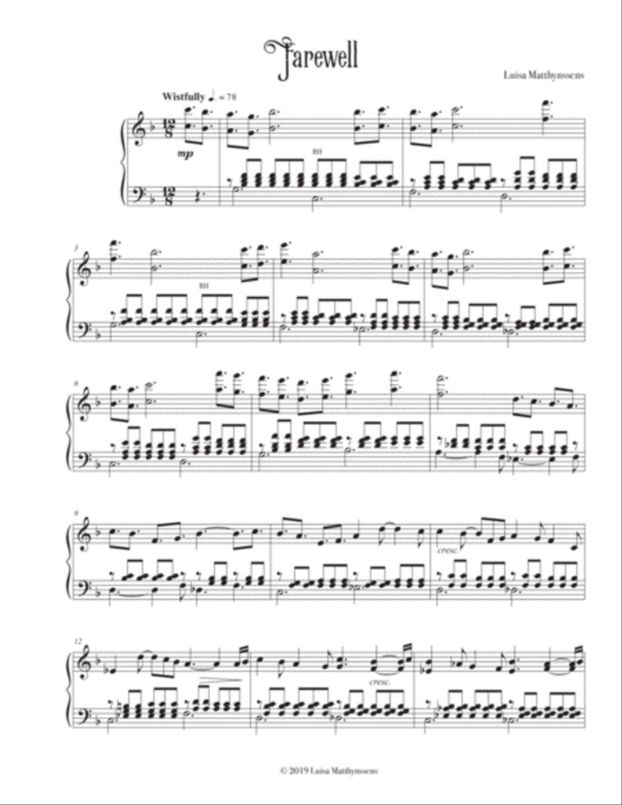 Farewell Piano Solo scores gallery preview page 1