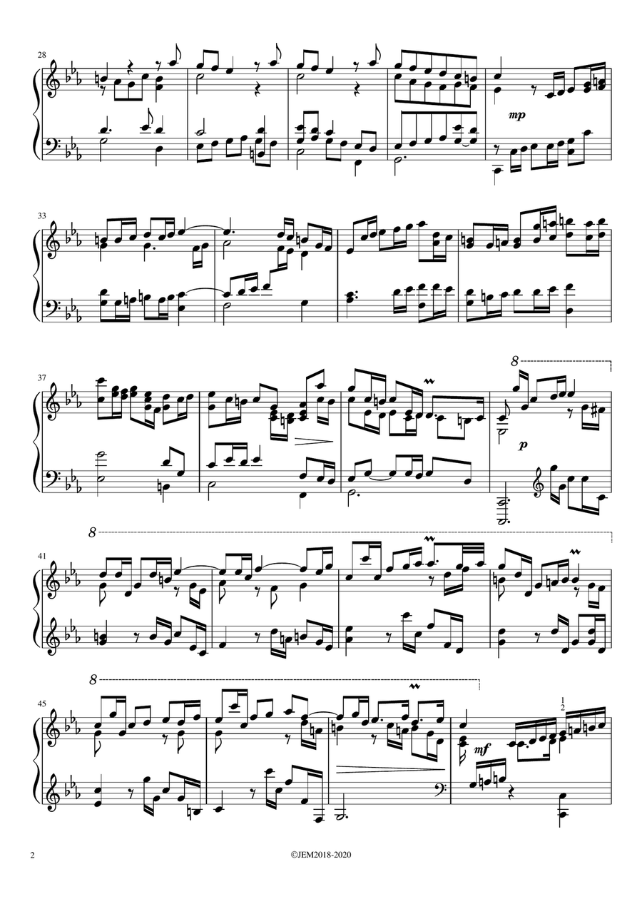 J.S. Bach, Passacaglia BWV 582, arrangment / transcription for piano by Jaap Eilander Piano Solo scores gallery preview page 2