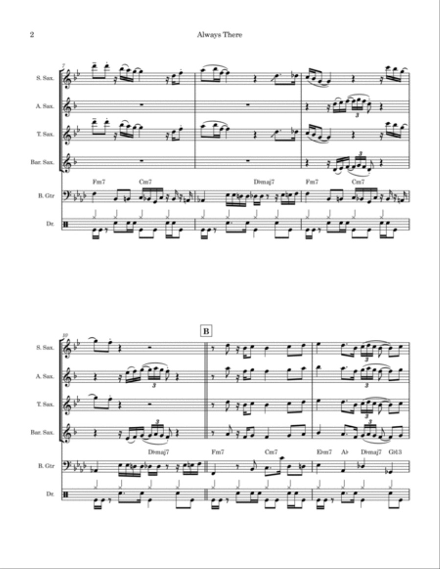 Always There Saxophone Quartet scores gallery preview page 2