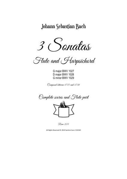 Bach - 3 Sonatas for Flute and Harpsichord or Piano