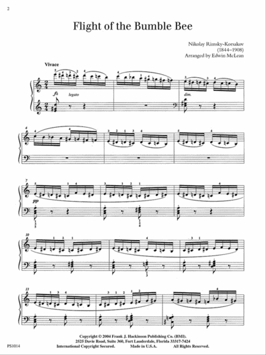 Flight of the Bumble Bee Piano Solo scores gallery preview page 2