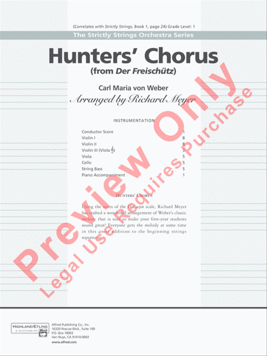 Hunters' Chorus String Orchestra scores gallery preview page 2