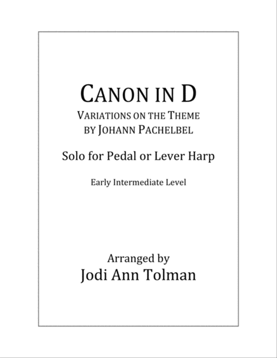 Canon in D, Harp Solo Harp scores gallery preview page 1