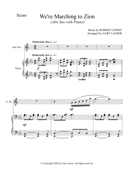 WE'RE MARCHING TO ZION (for Alto Sax and Piano with Score/Part) image number null