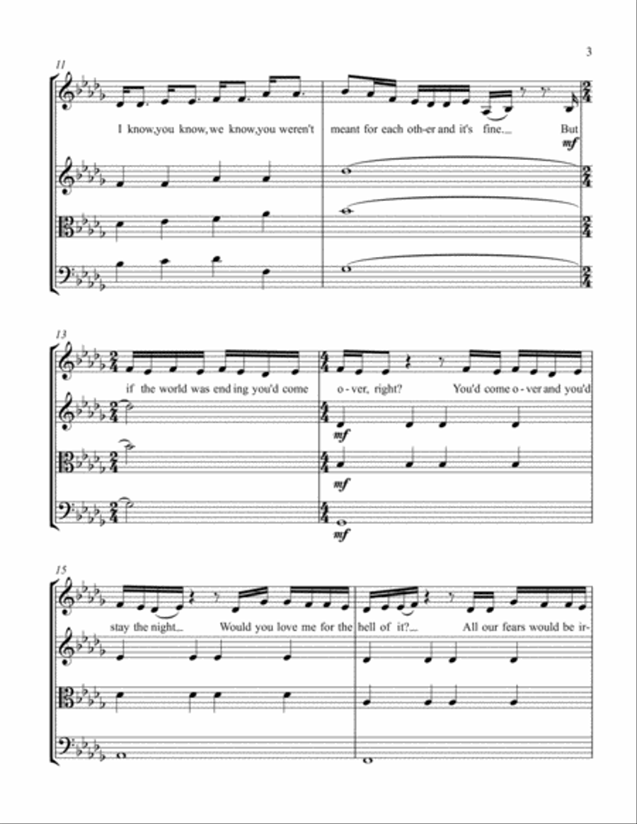 If The World Was Ending String Quartet scores gallery preview page 3