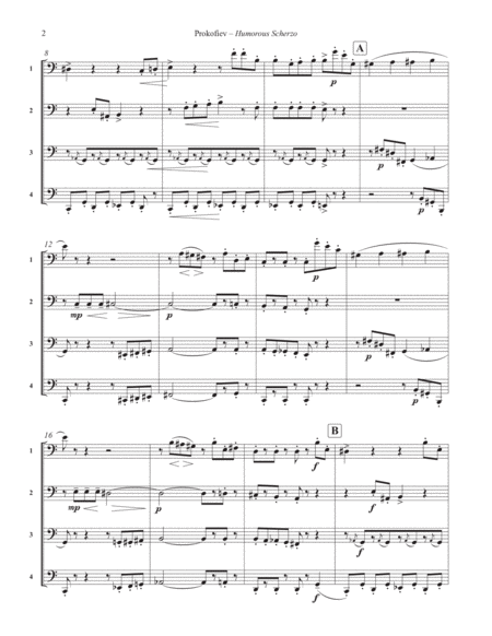 Humorous Scherzo, Op. 12, No. 9 for Euphonium/Tuba Quartet