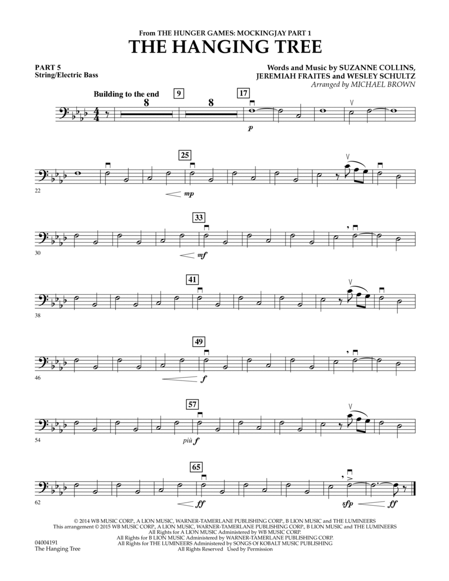 The Hanging Tree (from The Hunger Games: Mockingjay Part 1) - Pt.5 - String/Electric Bass Concert Band scores gallery preview page 1