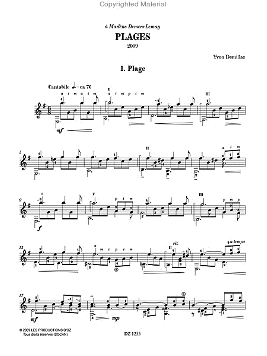 Plages Classical Guitar scores gallery preview page 2