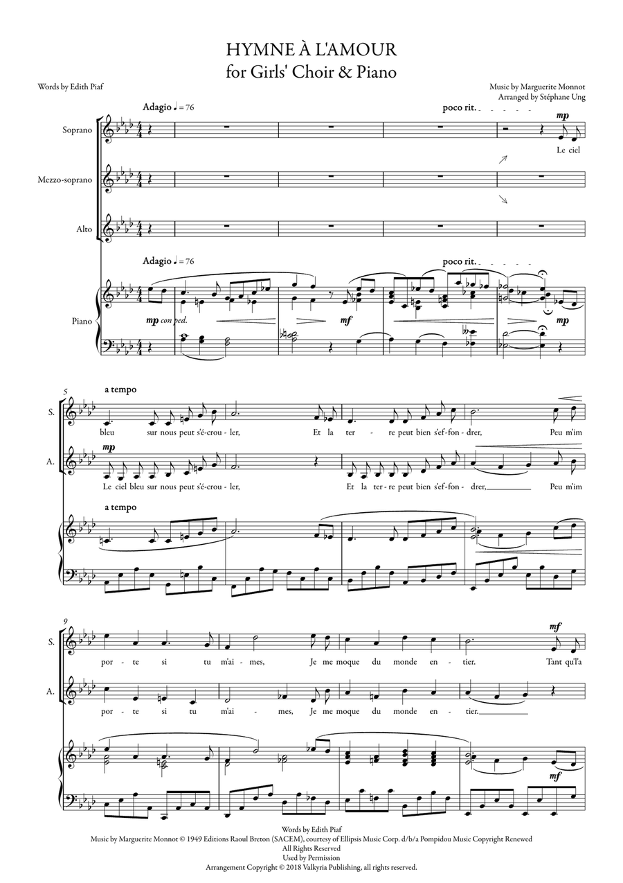 Hymne A L'amour SSA scores gallery preview page 2
