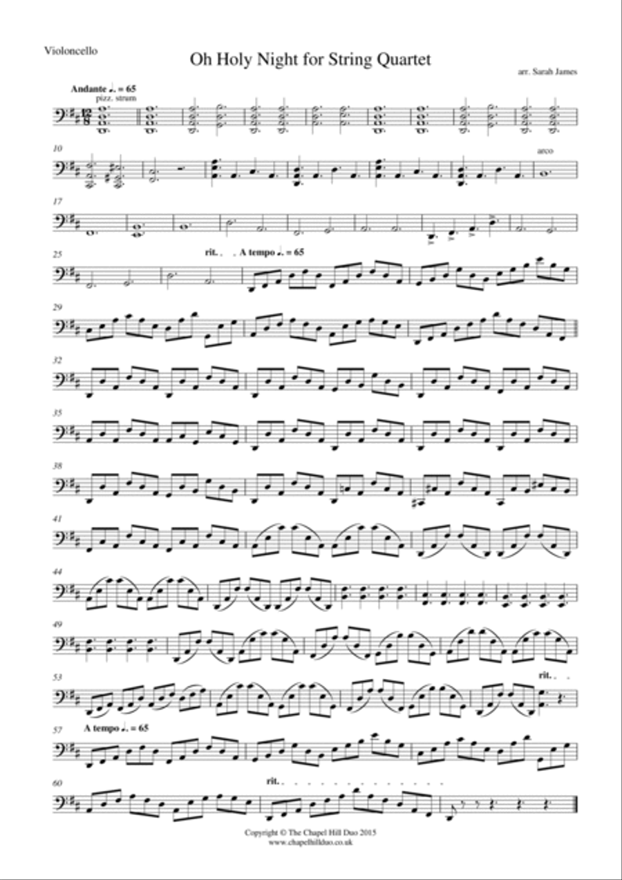 O Holy Night for String Quartet - Full Length arrangement by the Chapel Hill Duo String Quartet scores gallery preview page 5