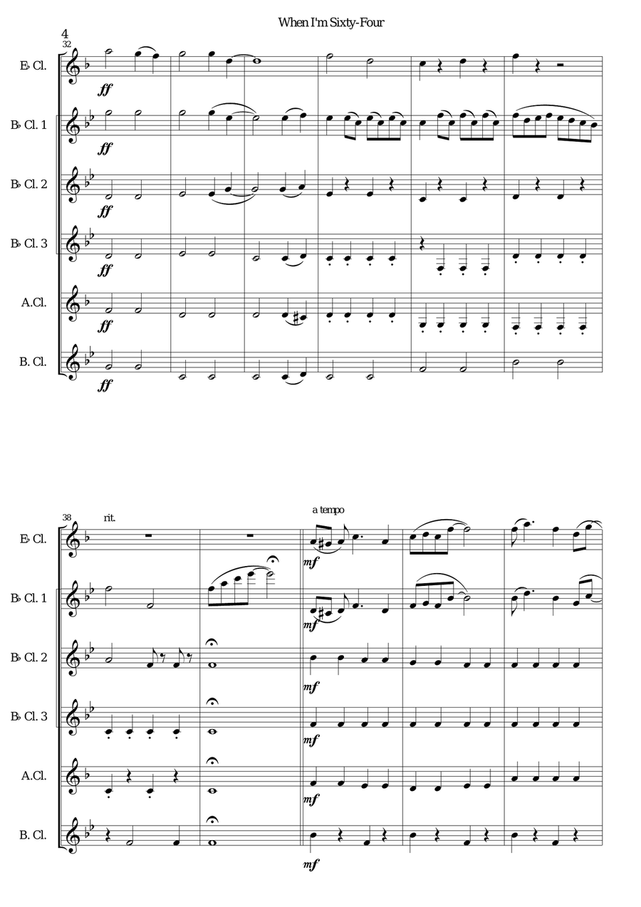 When I'm Sixty-Four When I'm Sixty-Four Woodwind Ensemble scores gallery preview page 4