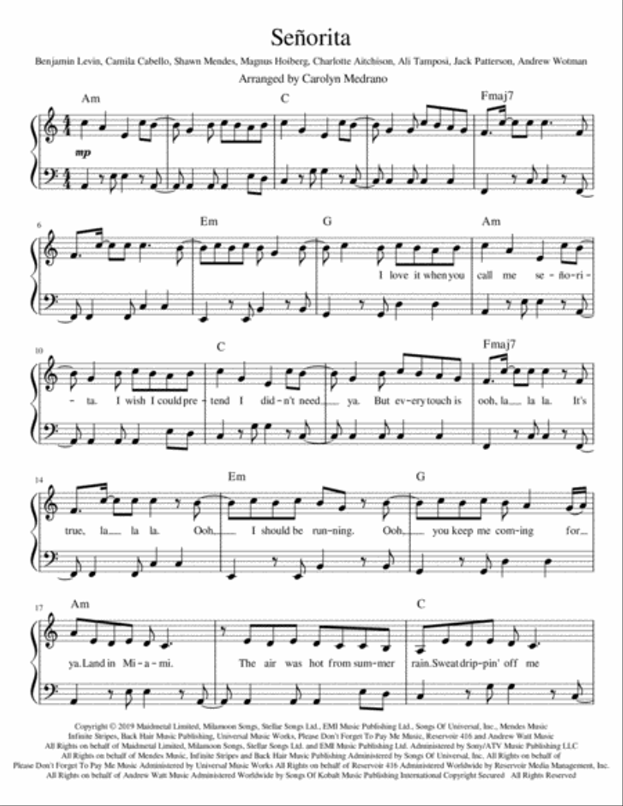 Senorita Voice scores gallery preview page 1