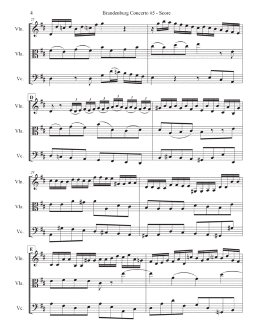 Brandenburg Concerto #5, 1st. Mvt. for String Trio String Trio scores gallery preview page 4