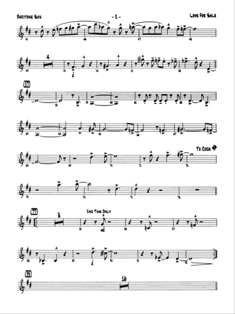 Love for Sale: E-flat Baritone Saxophone Jazz Ensemble scores gallery preview page 2
