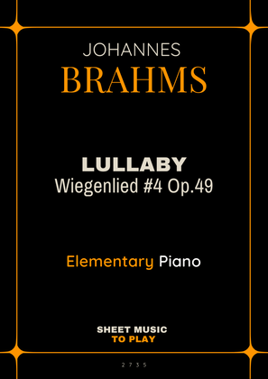 Book cover for Brahms' Lullaby - Elementary Piano (Full Score)