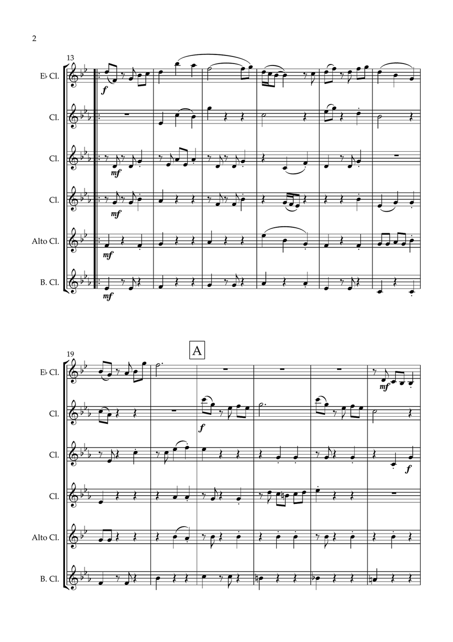 Weekend in Paris. Original Jazz Waltz for Clarinet Choir Clarinet Choir scores gallery preview page 3