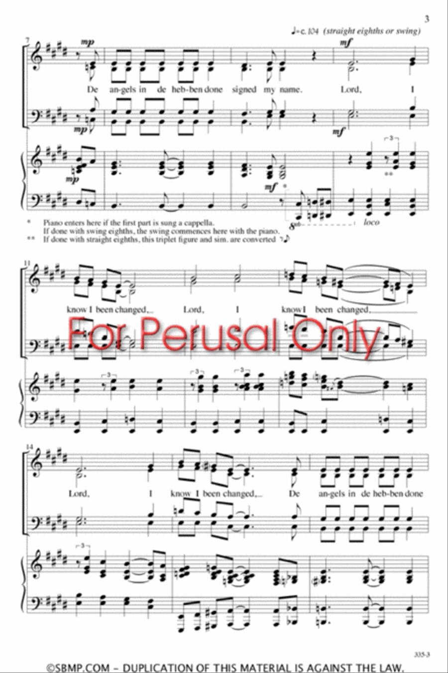 Lord, I Know I Been Changed - SATB Octavo 4-Part scores gallery preview page 3