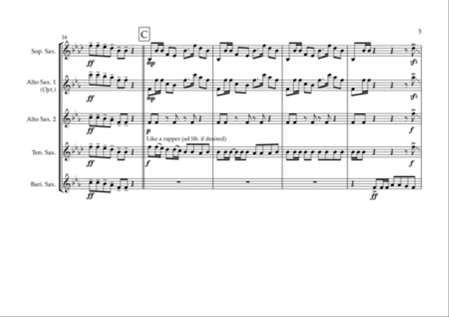 Thrift Shop Saxophone Quartet scores gallery preview page 5