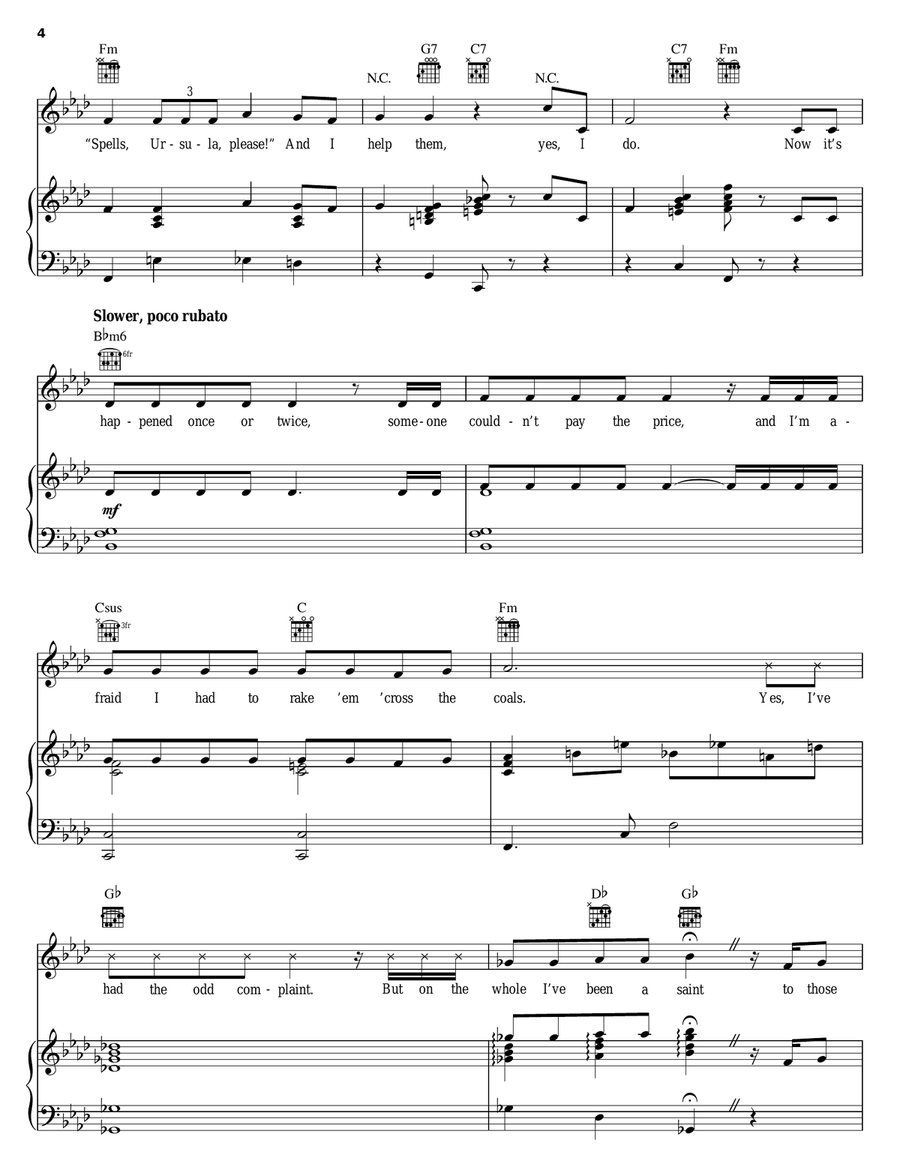 Poor Unfortunate Souls (from The Little Mermaid: A Broadway Musical) Piano, Vocal, Guitar scores gallery preview page 4