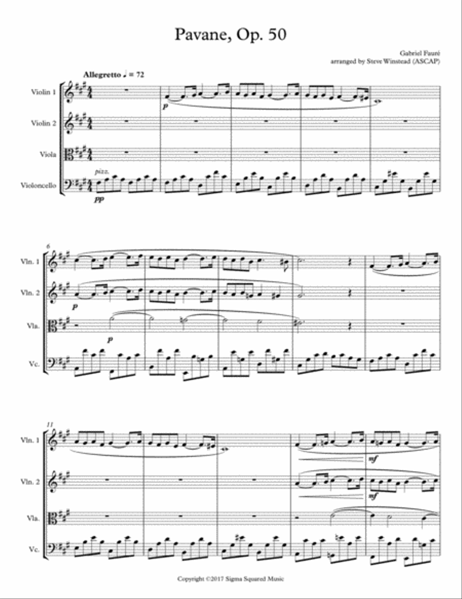 Pavane, Op. 50 for String Quartet String Quartet scores gallery preview page 2