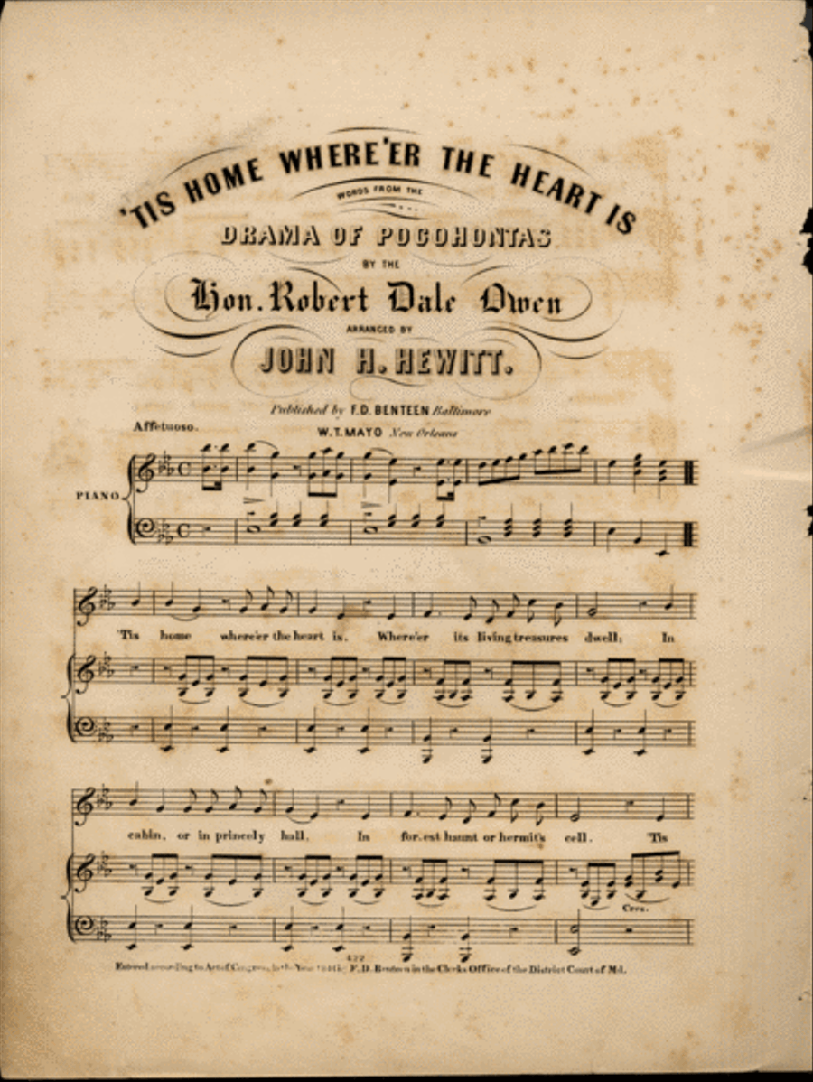 'Tis Home Where'er the Heart Is Voice scores gallery preview page 1