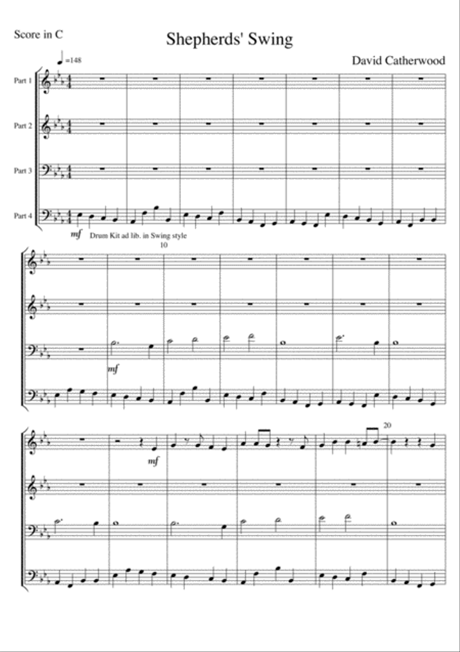 Shepherds' Swing - A Flexible Band/Ensemble arrangement of 'While Shepherd's watched' Concert Band scores gallery preview page 1