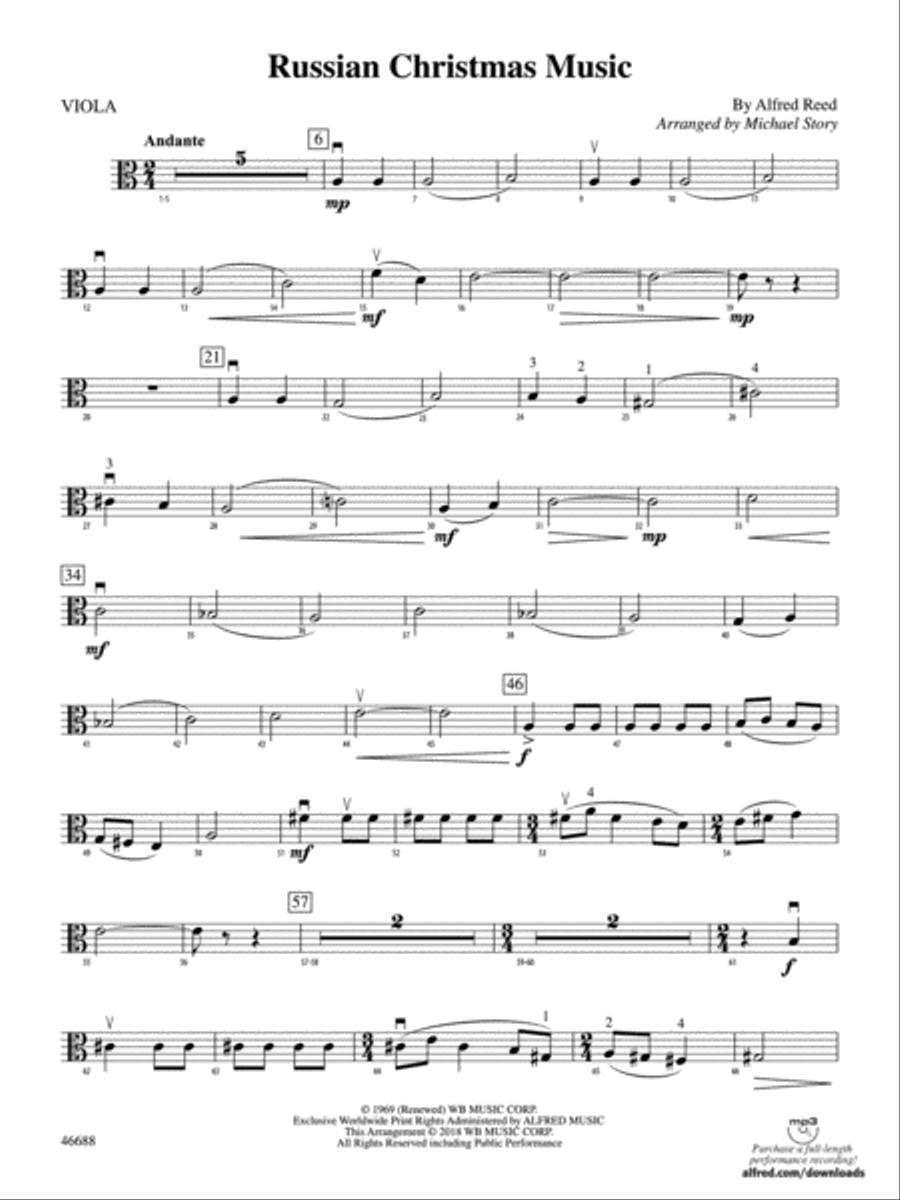 Russian Christmas Music: Viola Full Orchestra scores gallery preview page 1