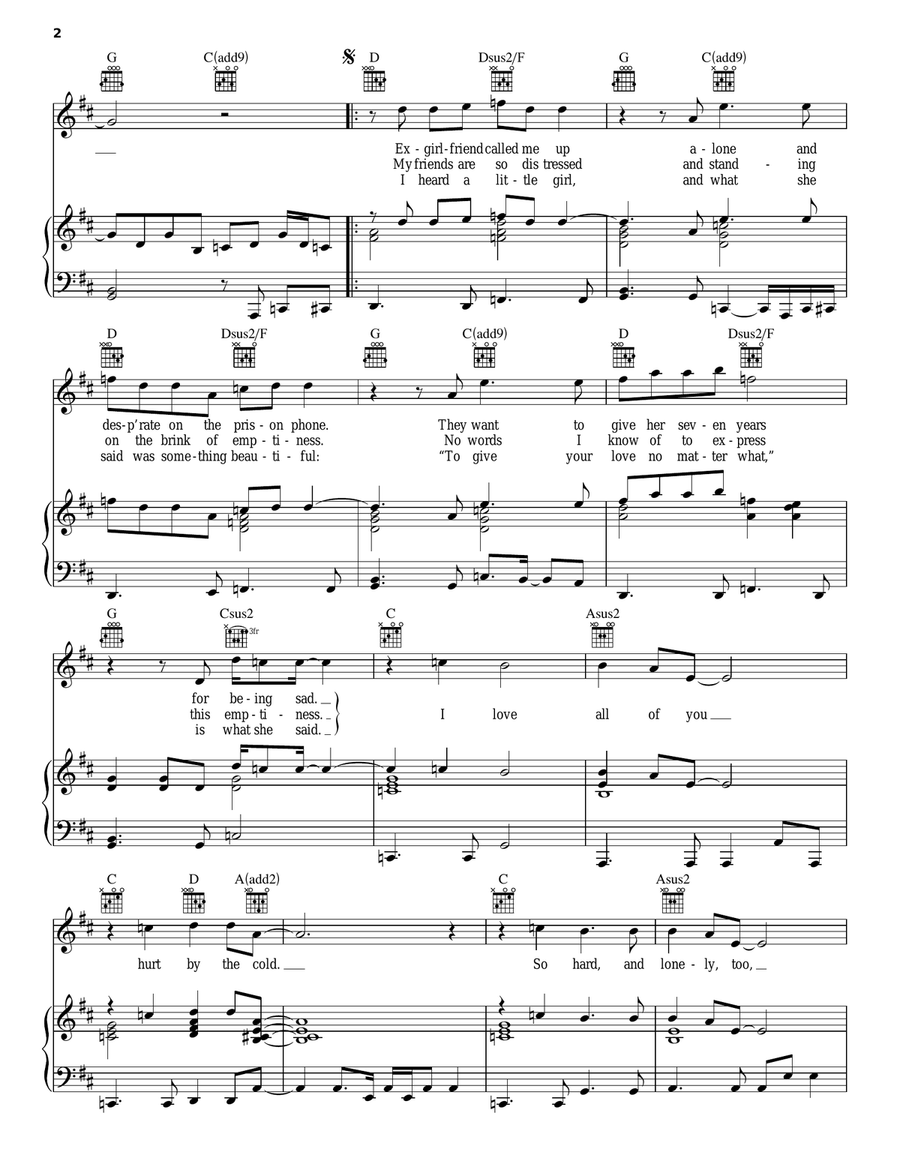 My Friends Piano, Vocal, Guitar scores gallery preview page 2