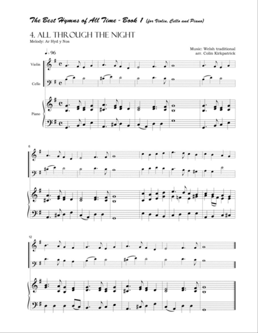 The Best Hymns of All Time (Violin, Cello and Piano) Book 1 Piano Trio scores gallery preview page 6