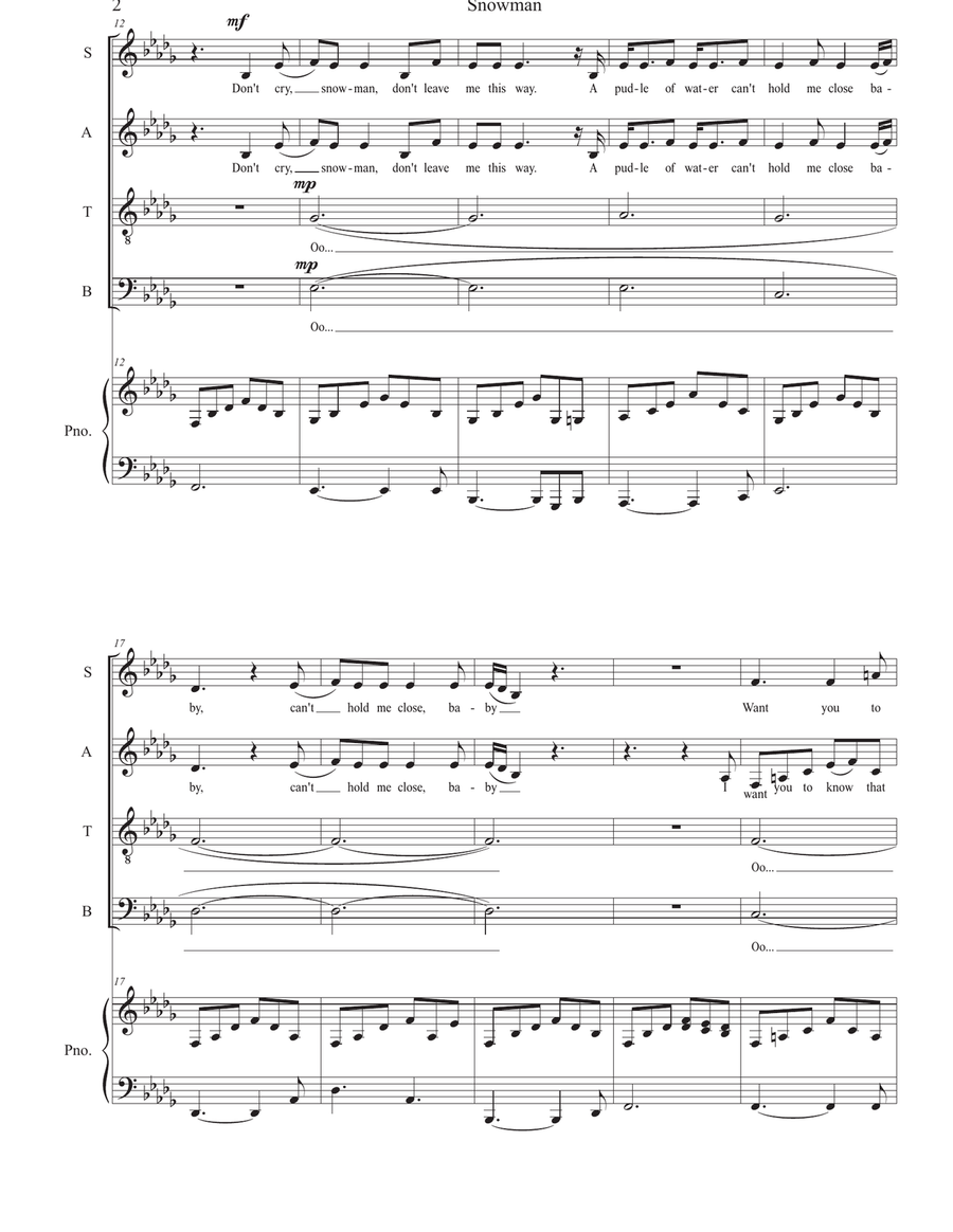 Snowman 4-Part scores gallery preview page 2
