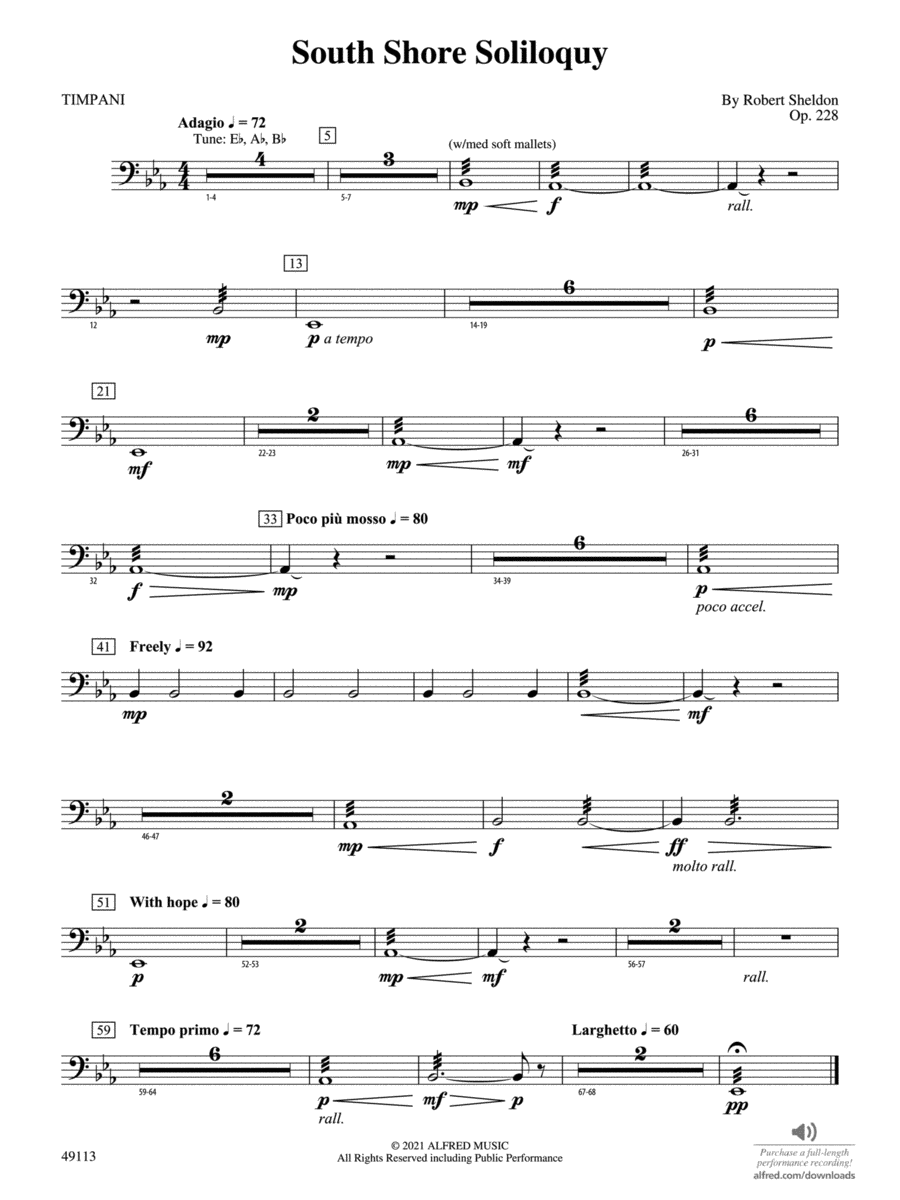South Shore Soliloquy: Timpani Concert Band scores gallery preview page 1