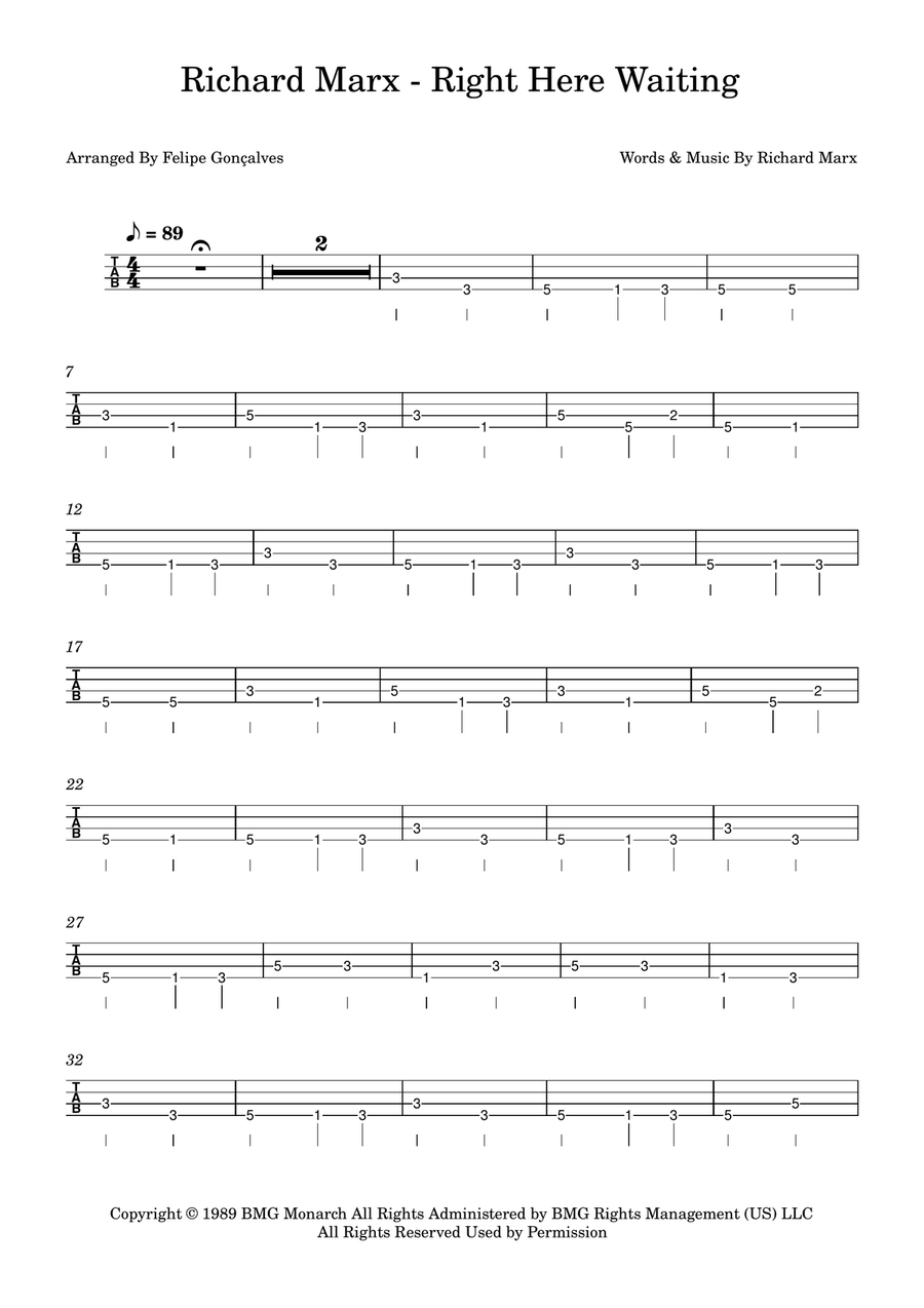 Right Here Waiting Acoustic Guitar scores gallery preview page 1
