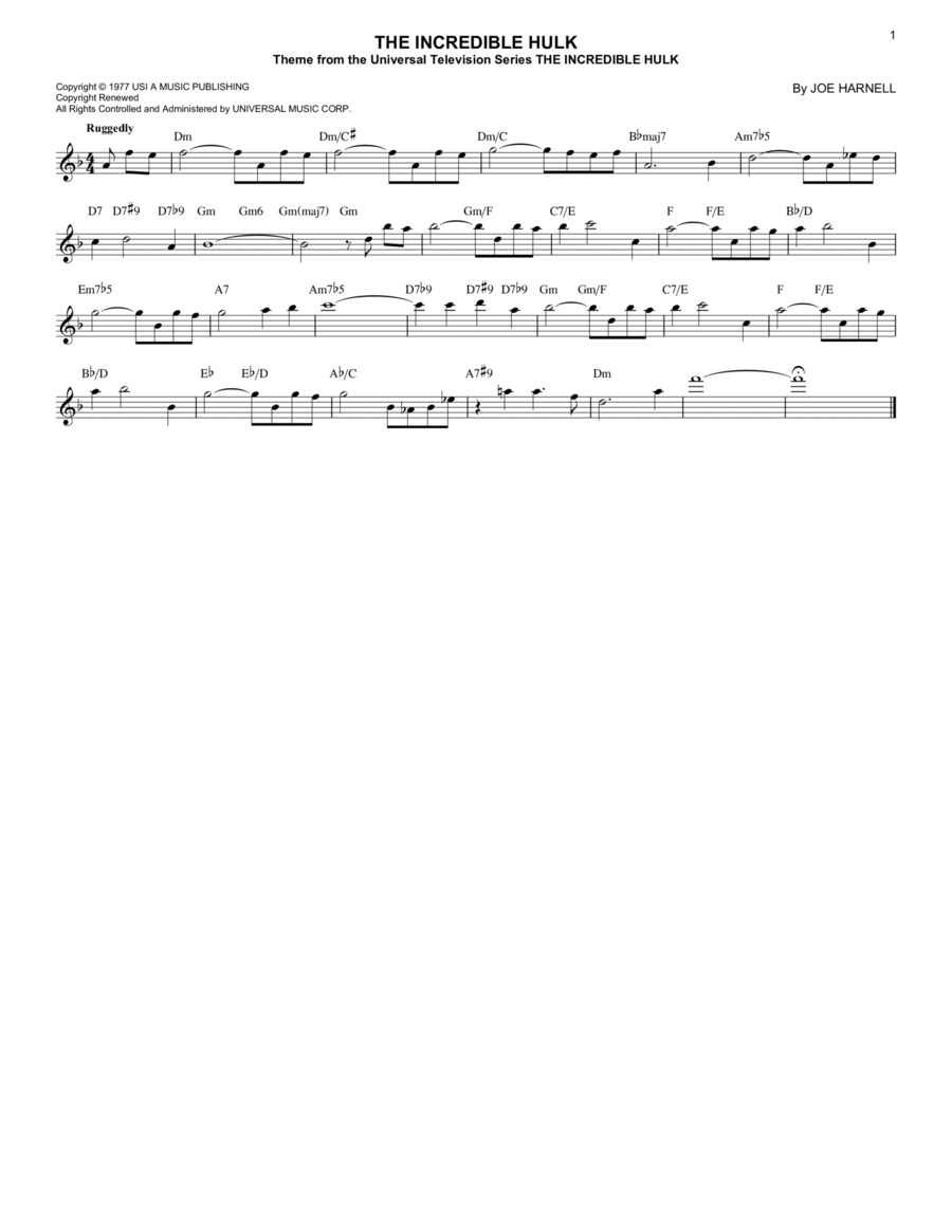 The Incredible Hulk Guitar scores gallery preview page 1