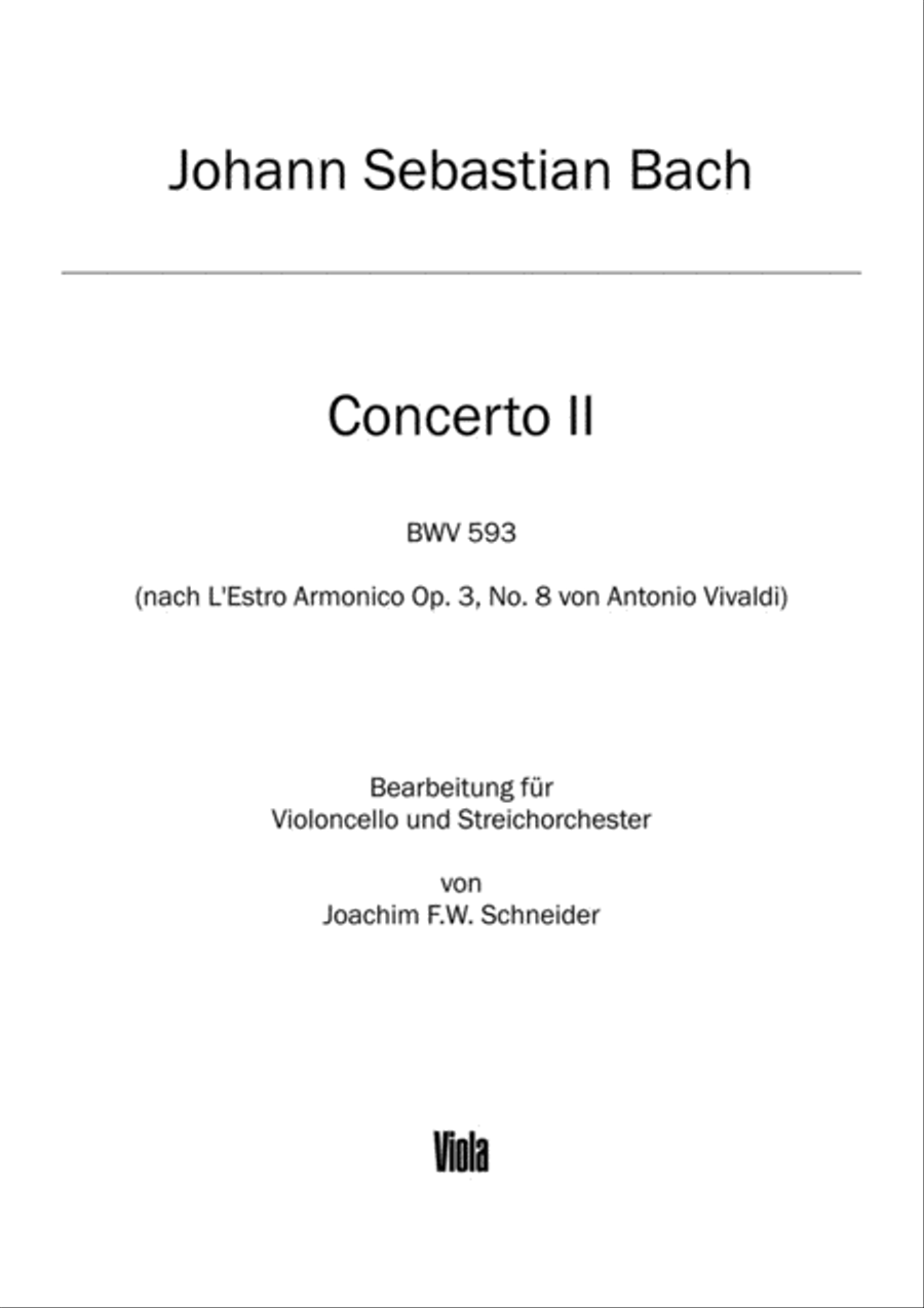 Concerto for Violoncello, Strings and Basso continuo A minor (after BWV 593) Piano and Keyboard scores gallery preview page 1