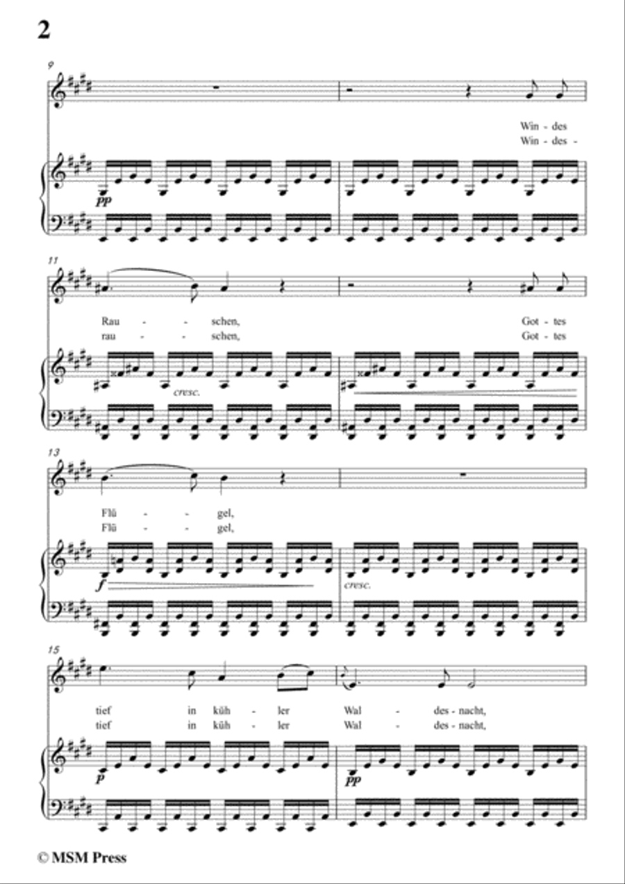 Schubert-Waldes-Nacht,D.708,in E Major,for Voice&Piano Voice scores gallery preview page 4