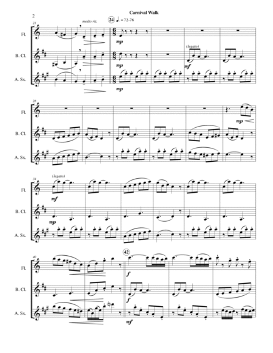 Carnival Walk (Fl-Cl-Sax) Woodwind Trio scores gallery preview page 4