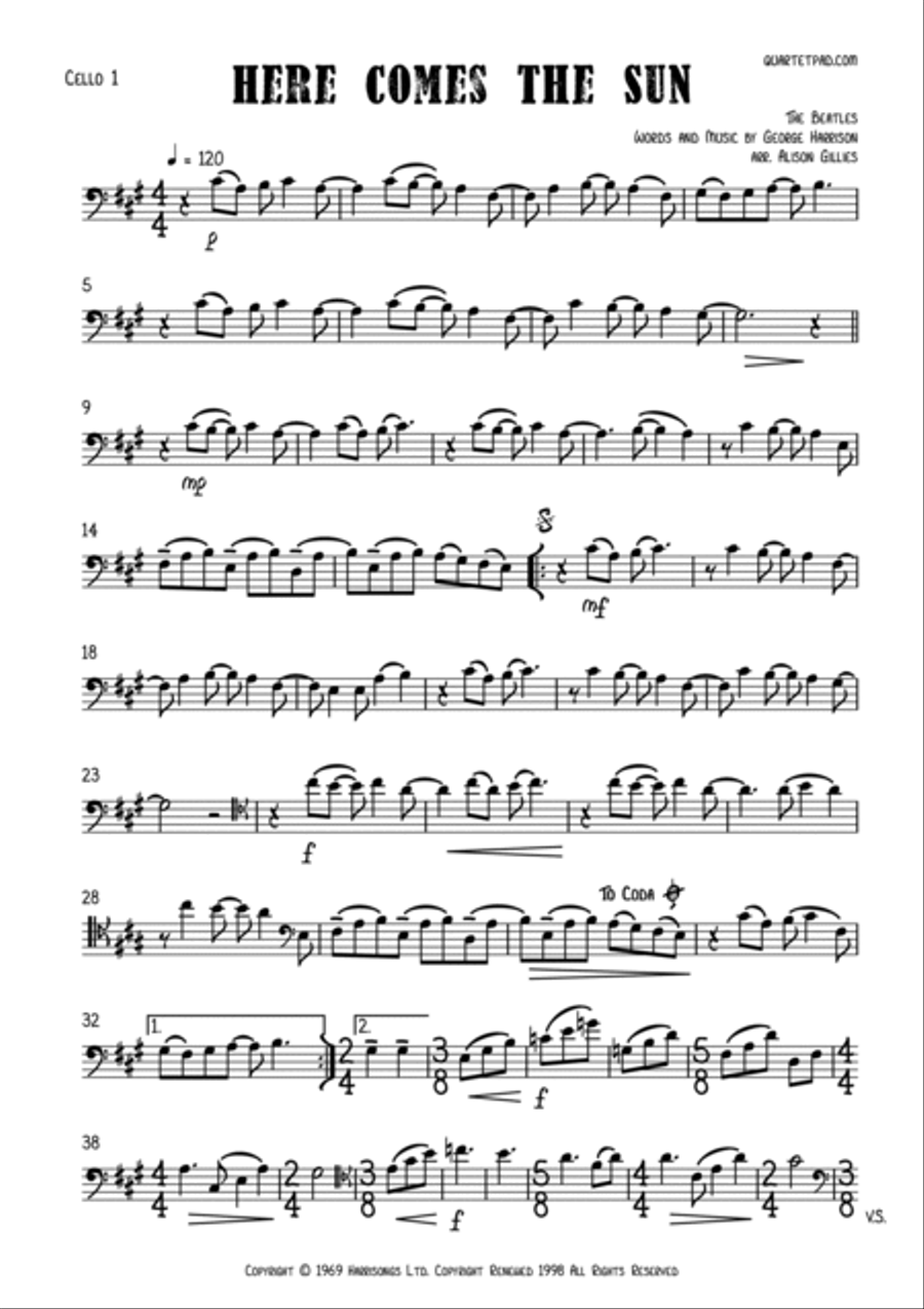 Here Comes The Sun Here Comes The Sun String Duet scores gallery preview page 4