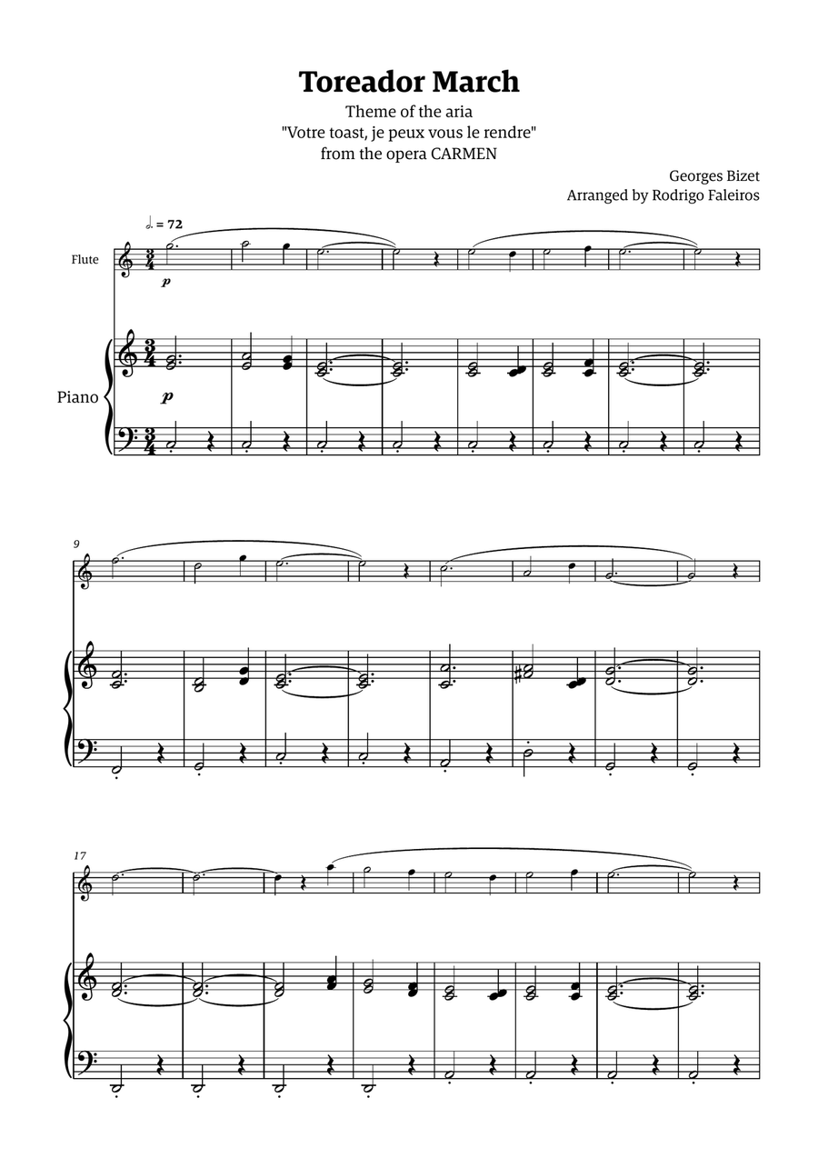 Toreador March (from the opera Carmen) - easy version Chamber Music scores gallery preview page 1
