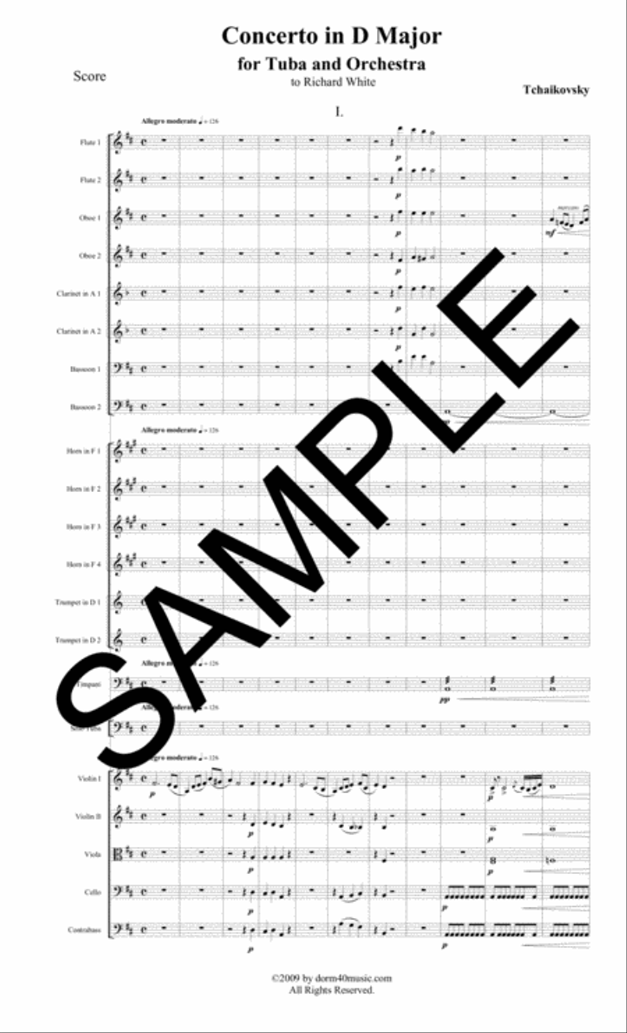 Concerto in D Major for Tuba and Orchestra Full Orchestra scores gallery preview page 1