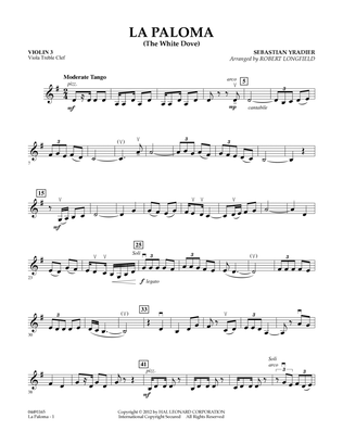Book cover for La Paloma (The White Dove) - Violin 3 (Viola Treble Clef)