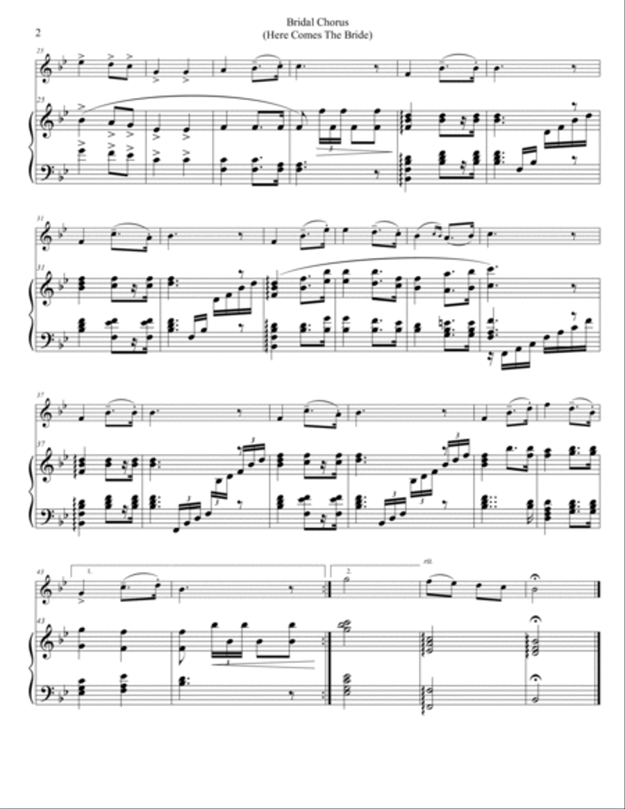 Bridal Chorus (Here Comes the Bride) for Violin & Piano Duo Chamber Music scores gallery preview page 2